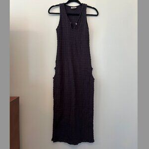 NEW Studio Tia Black Selena Keyhole Cotton Midi Dress with Side Slits